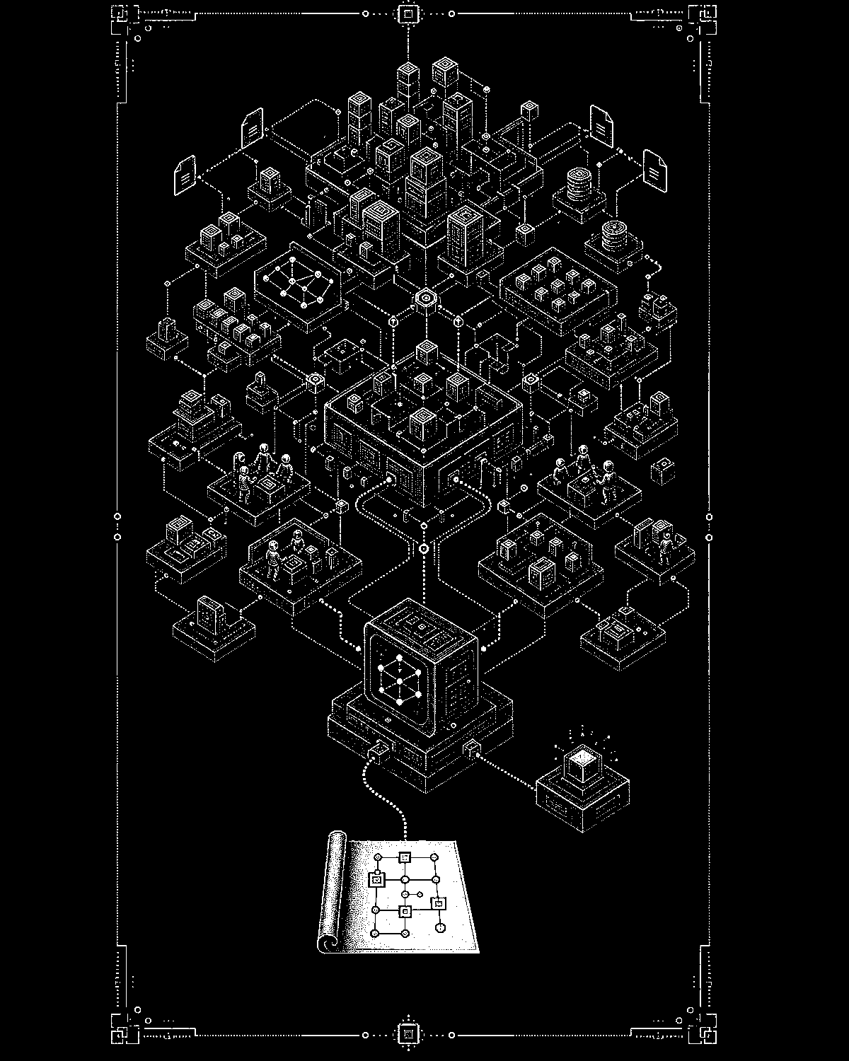 One prompt completing an isolated task while a much larger connected product system extends beyond it.